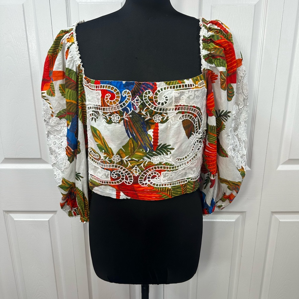 FARM Rio Vibrant Multicolor Blouse with Lace Details